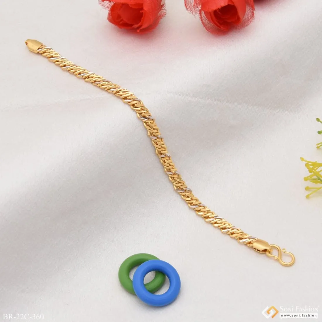 1 Gram Gold Plated Classic Design Superior Quality Bracelet for Men - Style C360