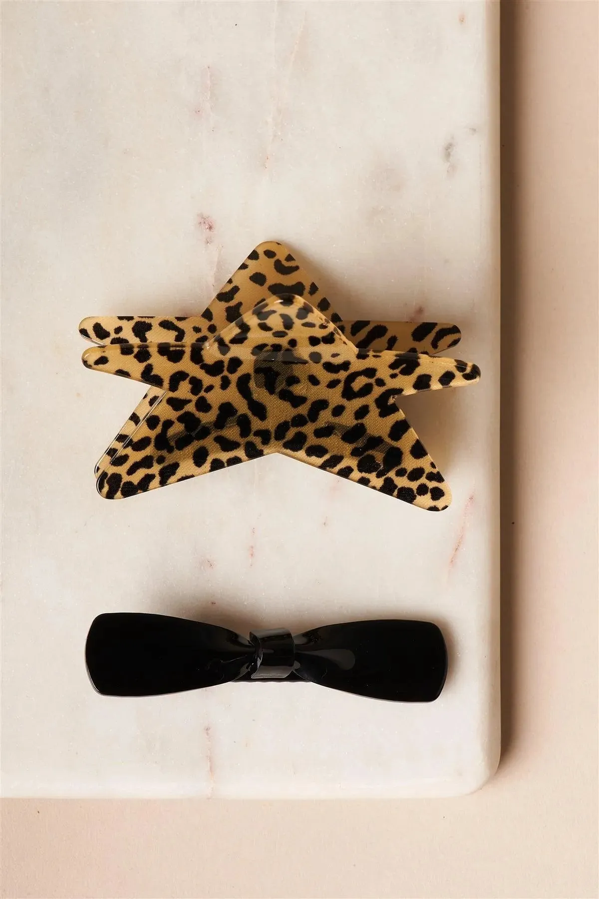 12pcs Cheetah Star Shaped Butterfly Clip Bow Barrette
