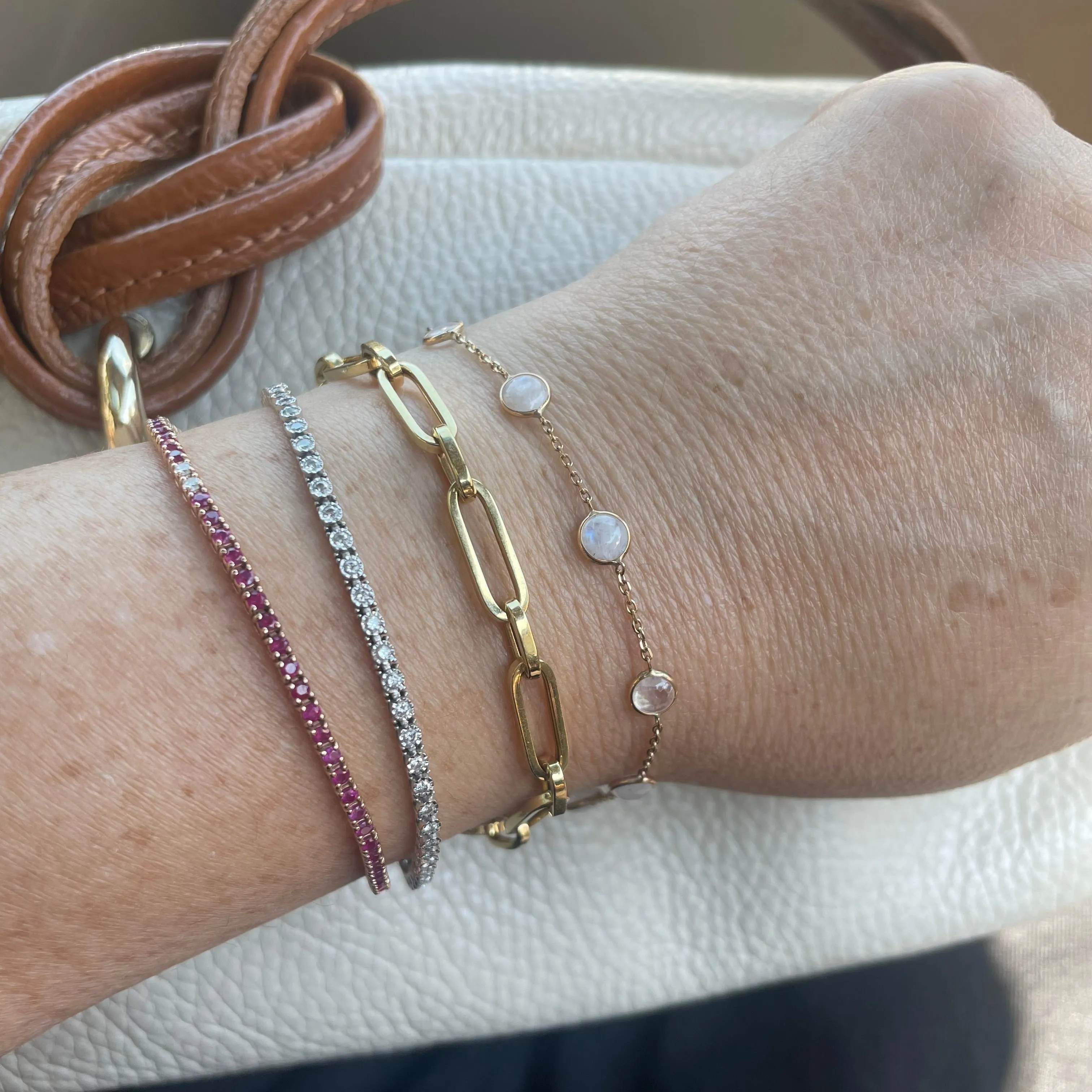 14K Gold Moonstone Bracelet