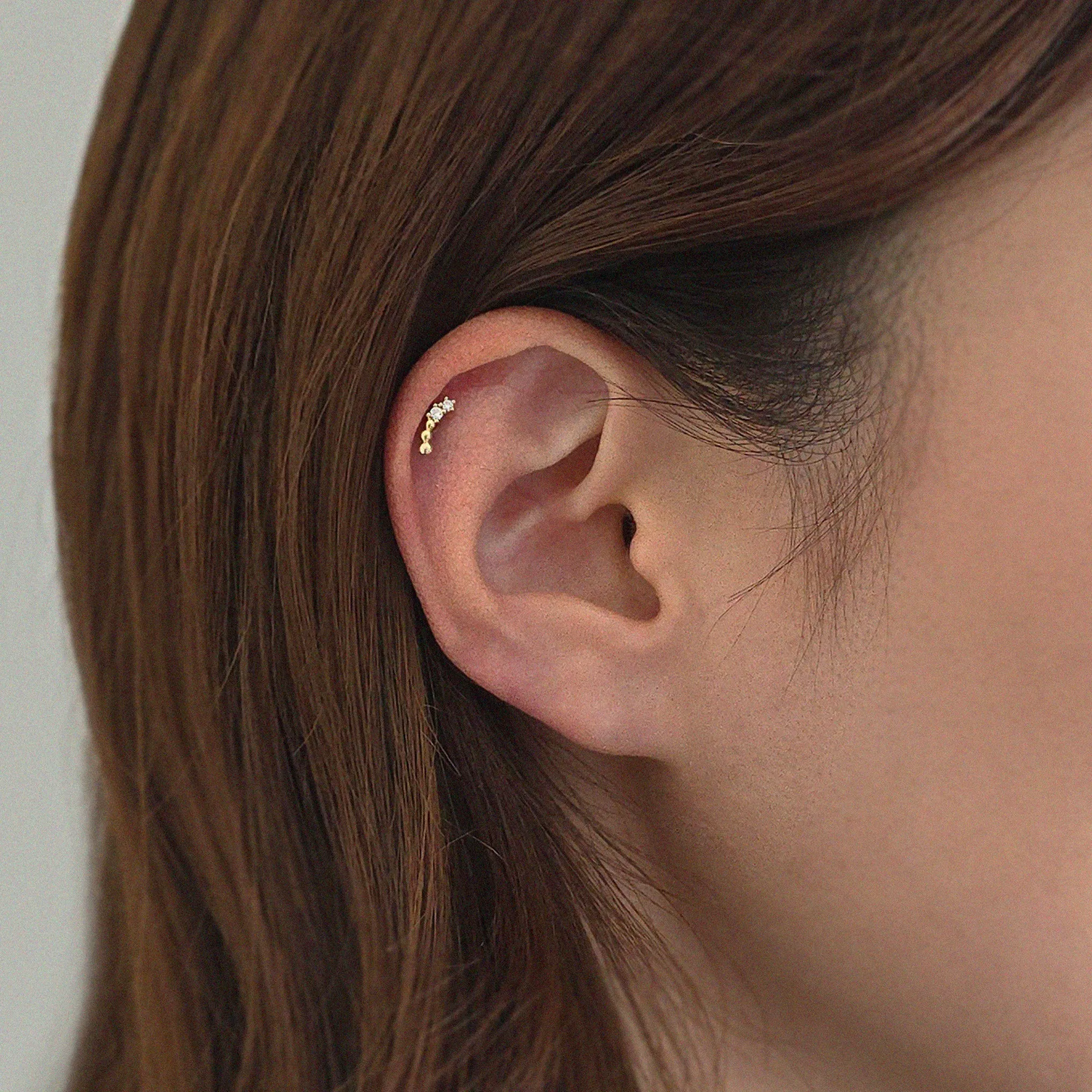 14K Jade Cartilage Earring