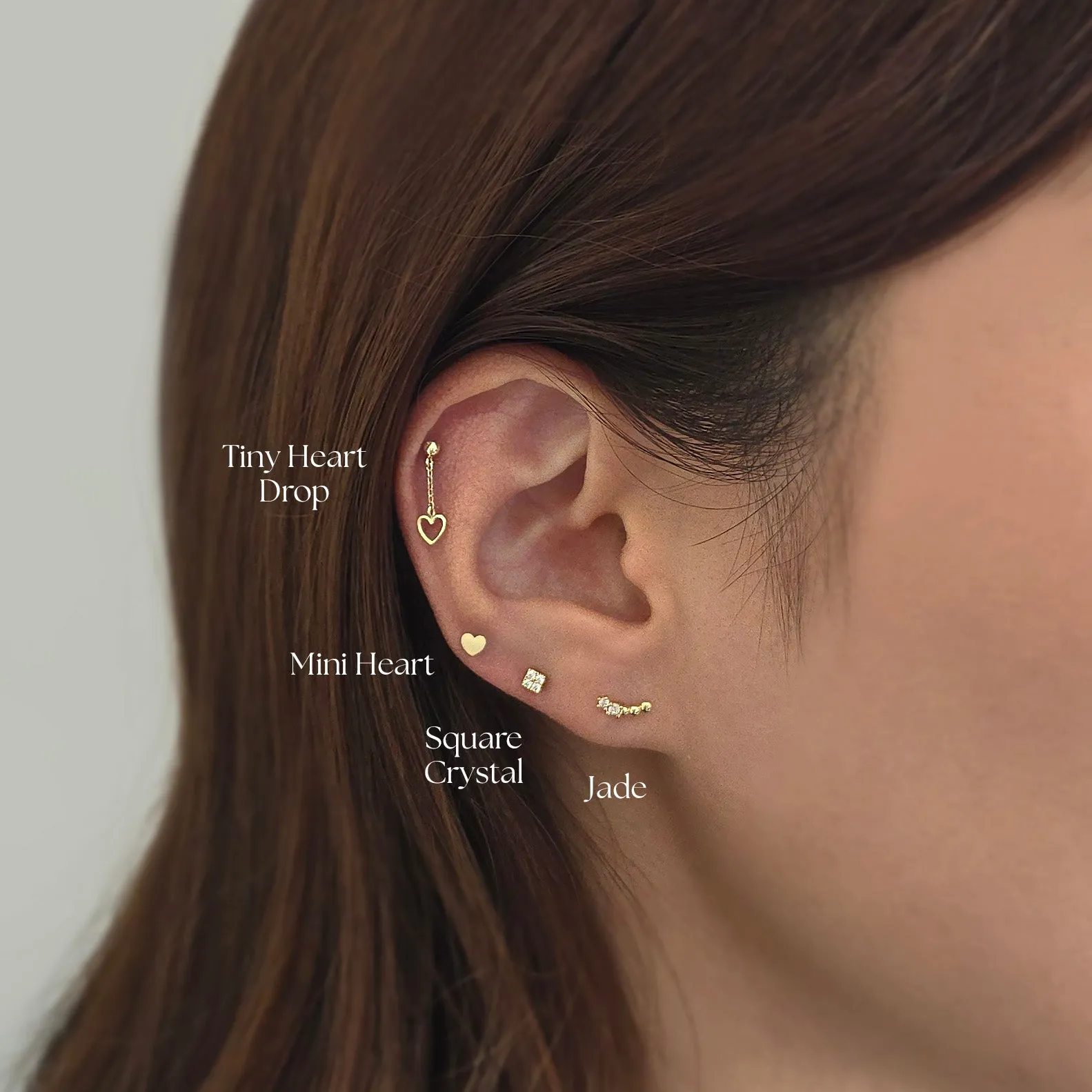 14K Jade Cartilage Earring