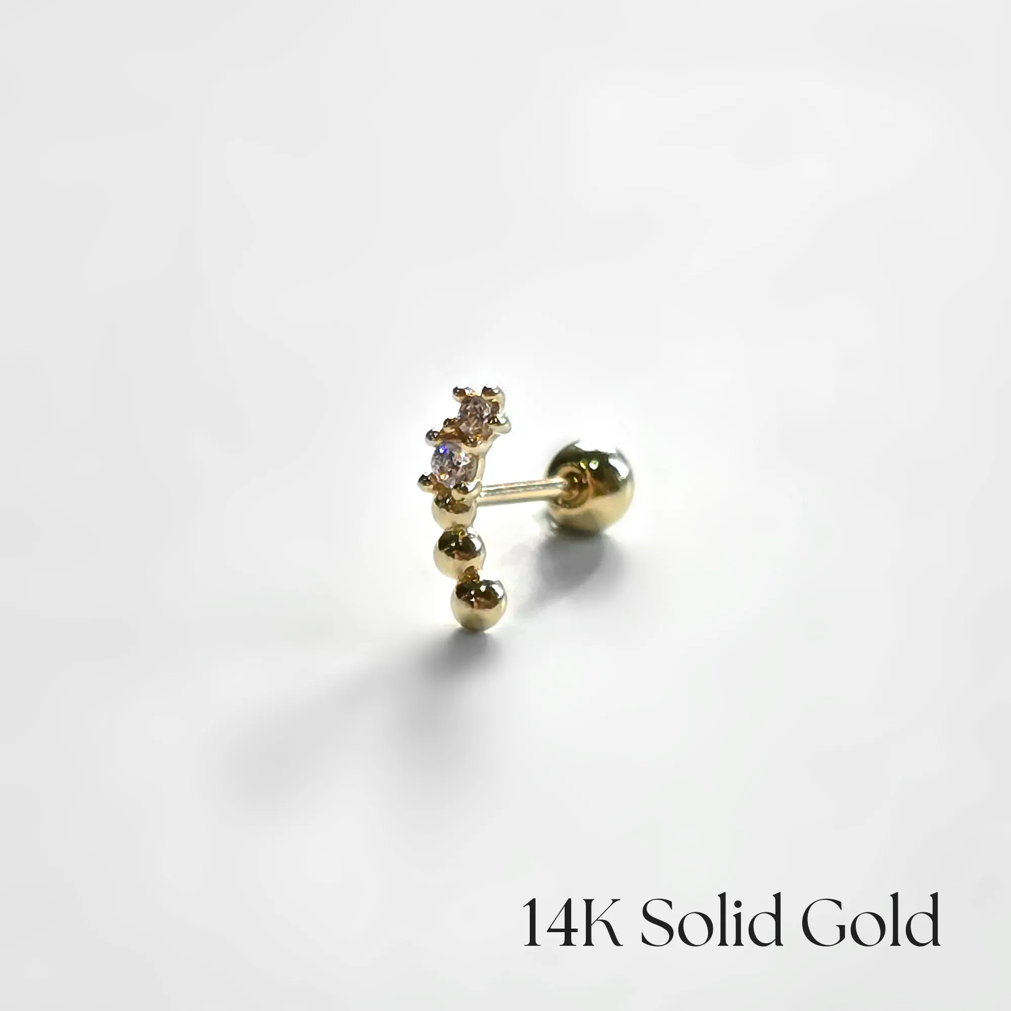 14K Jade Cartilage Earring
