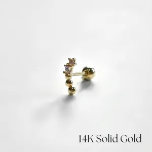 14K Jade Cartilage Earring