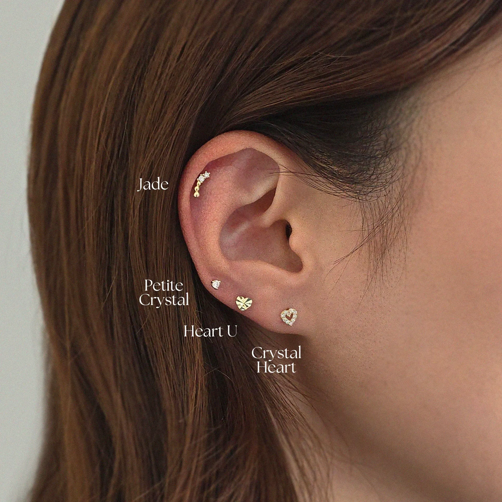 14K Jade Cartilage Earring