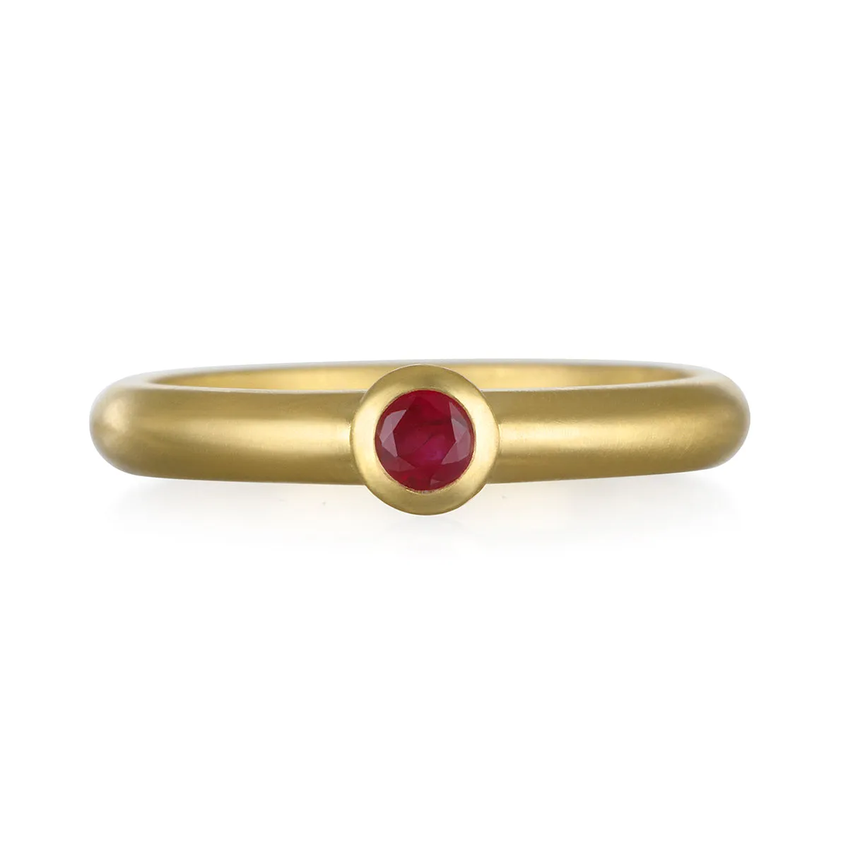 18 Karat Gold Ruby Bezel Ring