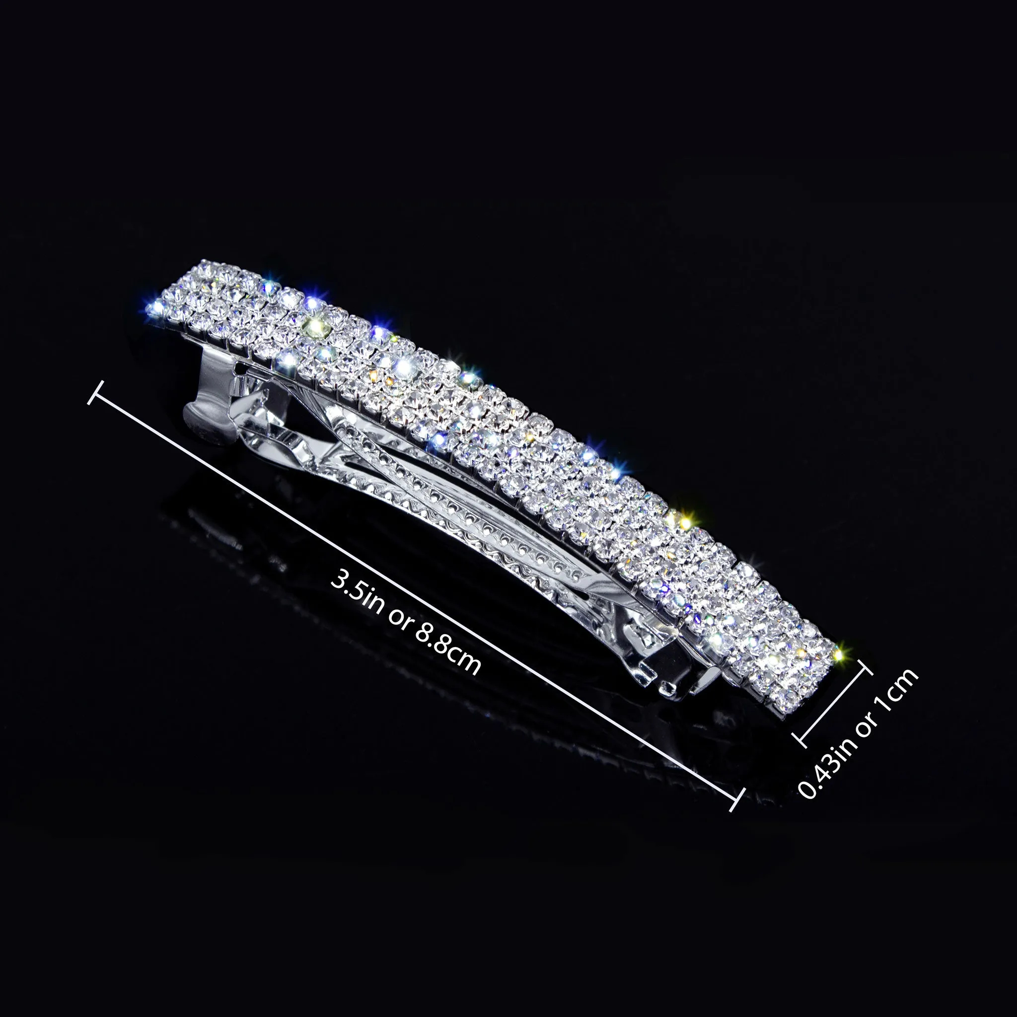 4 Row Rhinestone Barrette - #13939 - Extra Large