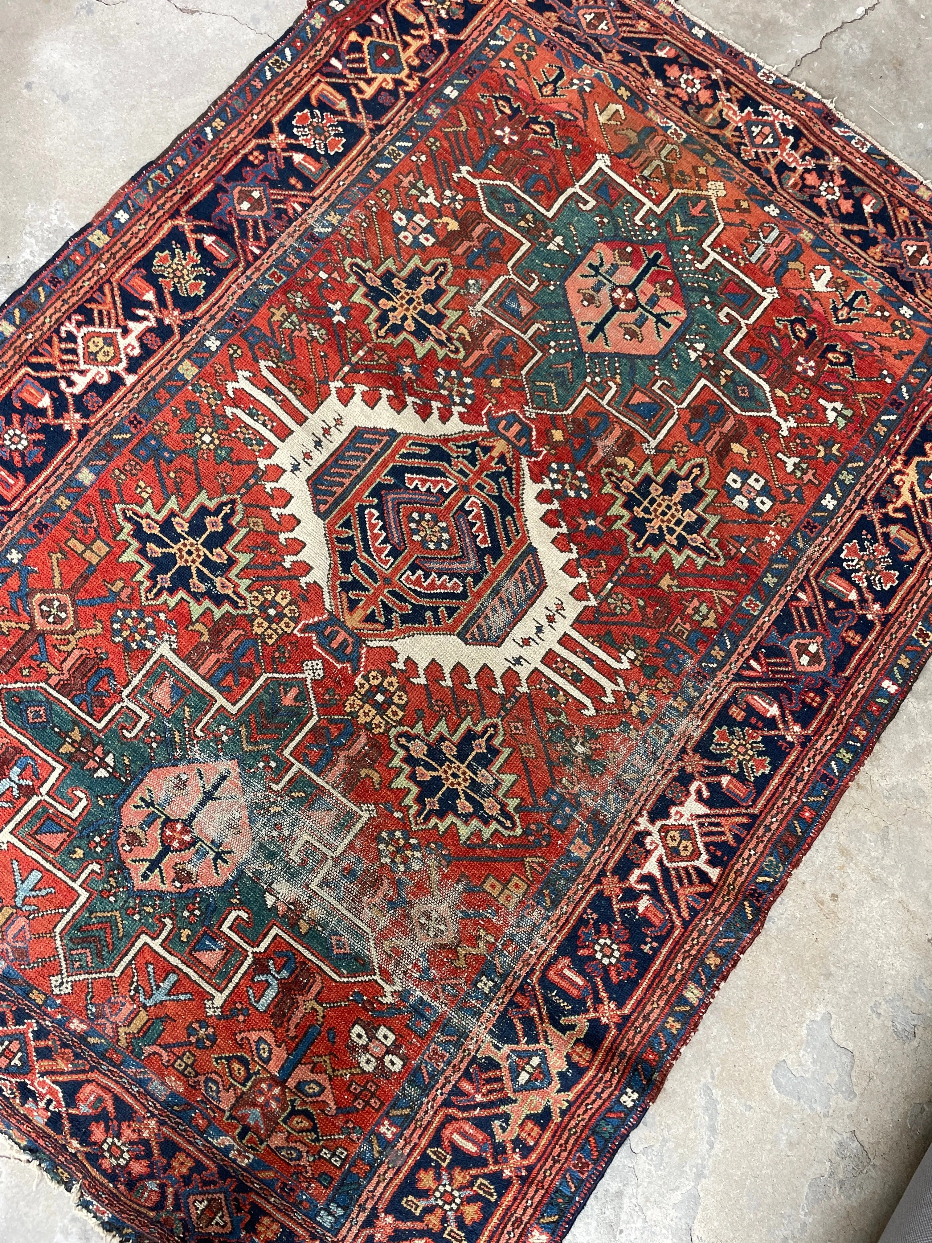 4'5 x 5'4 Antique Persian Heriz Rug #3000ML