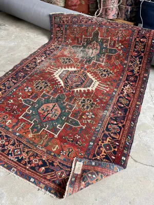 4'5 x 5'4 Antique Persian Heriz Rug #3000ML