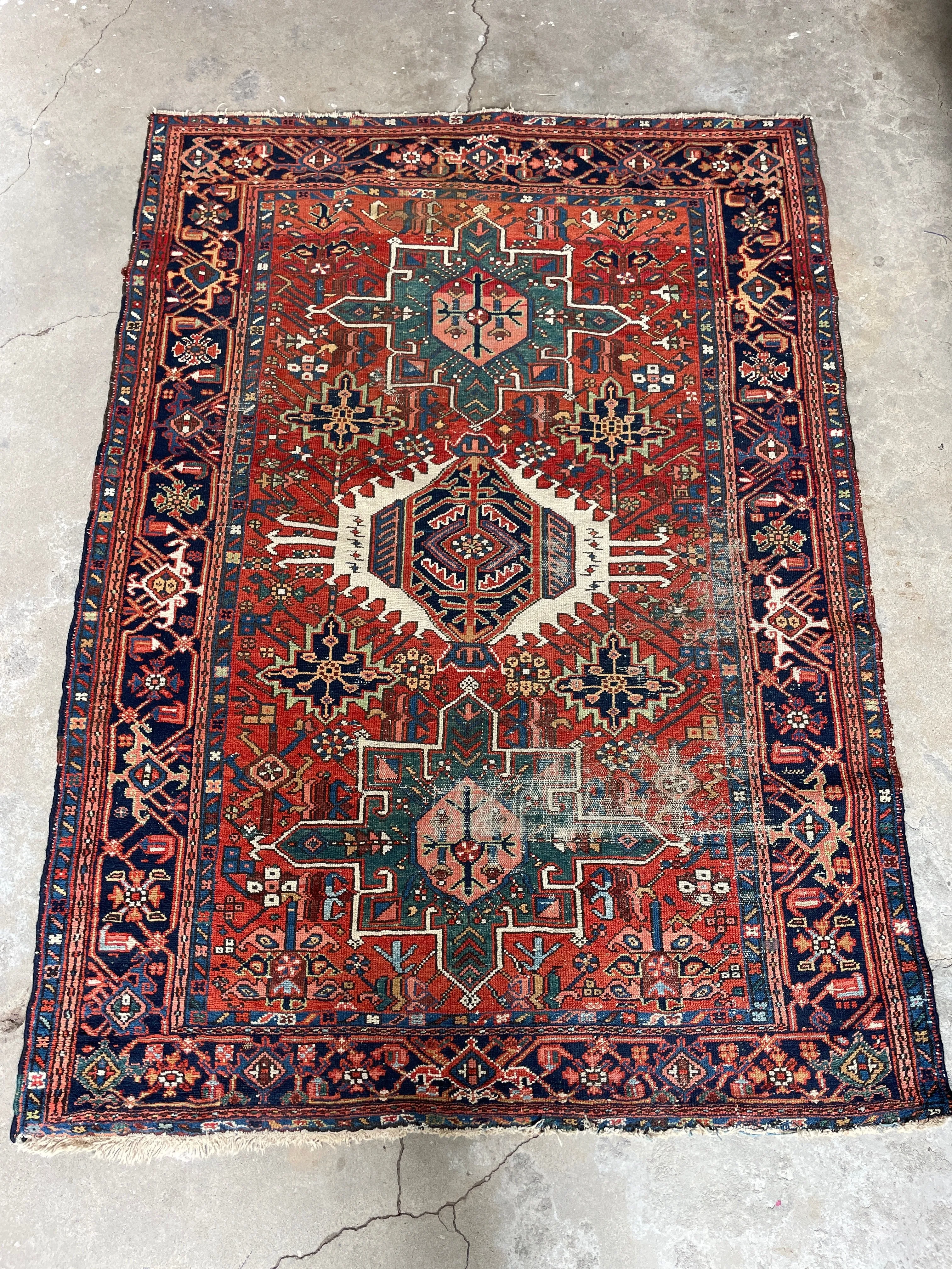 4'5 x 5'4 Antique Persian Heriz Rug #3000ML