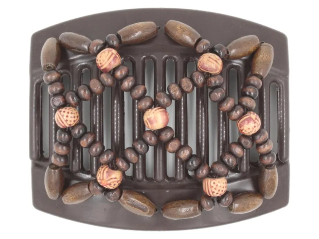 African Butterfly Thick Hair Comb - Ndebele Brown 154