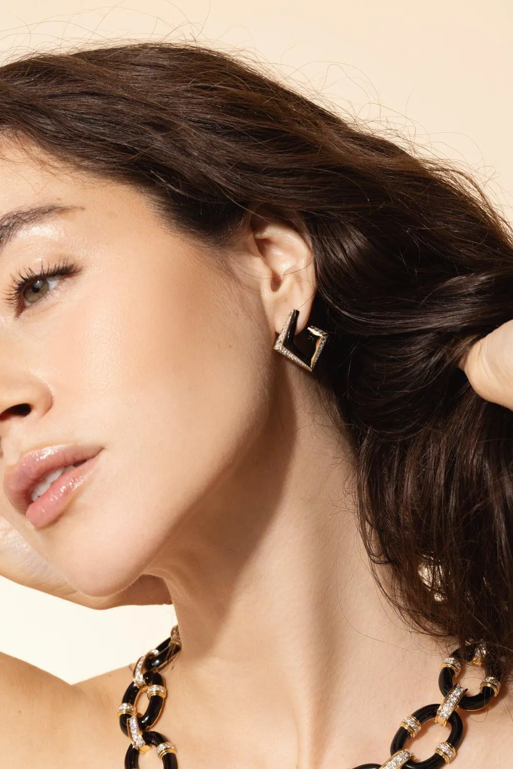 Arches Jade Diamond Hoop Earrings
