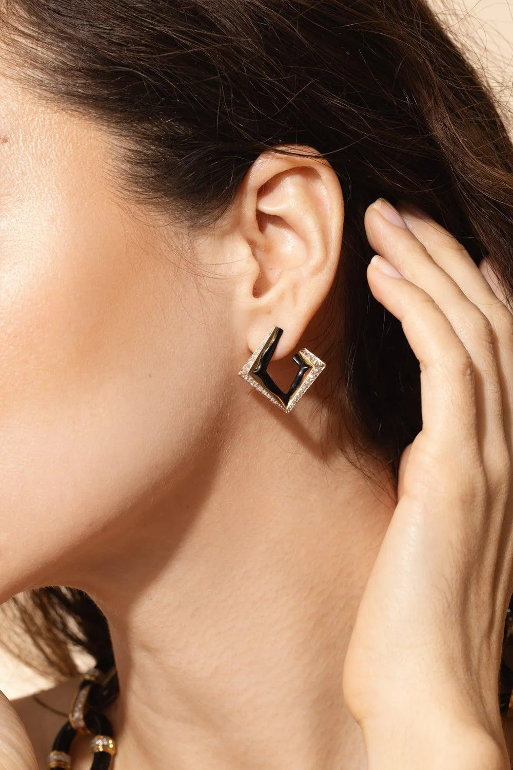 Arches Jade Diamond Hoop Earrings