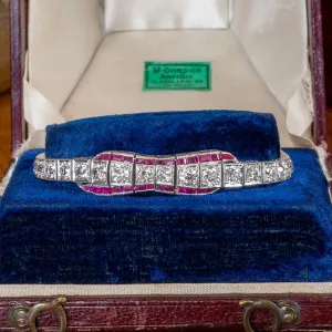 Art Deco Diamond & Ruby Bracelet