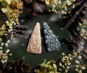 Baby Breath Embroidered Triangle Hair Barrette