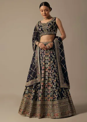 Blue Lehenga Set With Cutdana Work