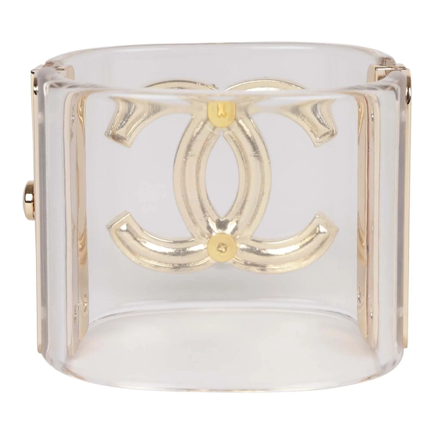 Chanel Lucite Pearl CC Cuff Bracelet