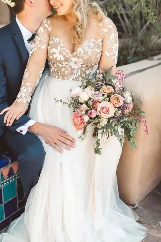 Charming Newest Beading Gorgeous Long Sleeves Unique Tulle Wedding Dress