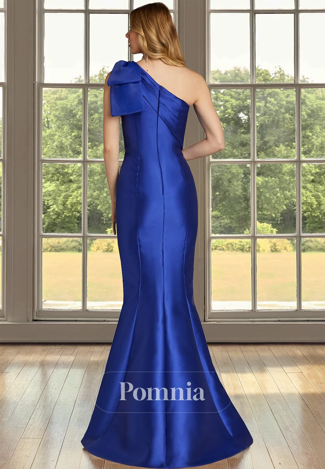 Charming One Shoulder Sleeveless Ruched Mermaid Satin Mother of the Bride Dress