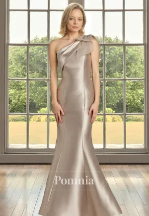 Charming One Shoulder Sleeveless Ruched Mermaid Satin Mother of the Bride Dress