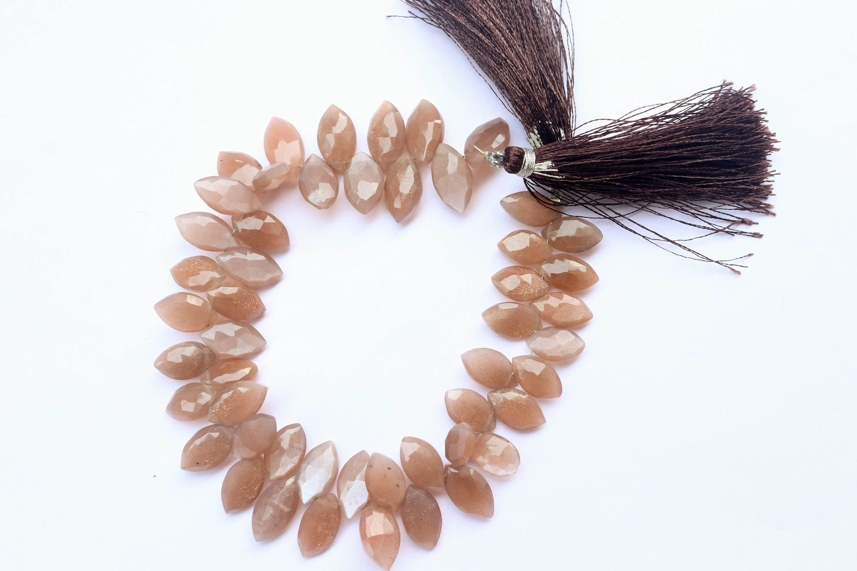 Chocolate Moonstone Faceted Marquise Briolette | 7x14mm | 8 inch strand | 50 Pieces | Side Drill | Moonstone Sheen | For Jewelry making