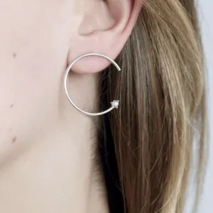 CIRCLE MOONSTONE SILVER EARRING