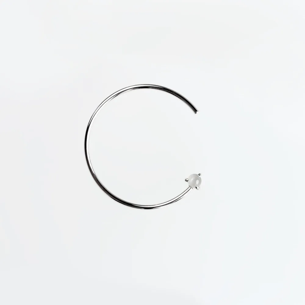 CIRCLE MOONSTONE SILVER EARRING