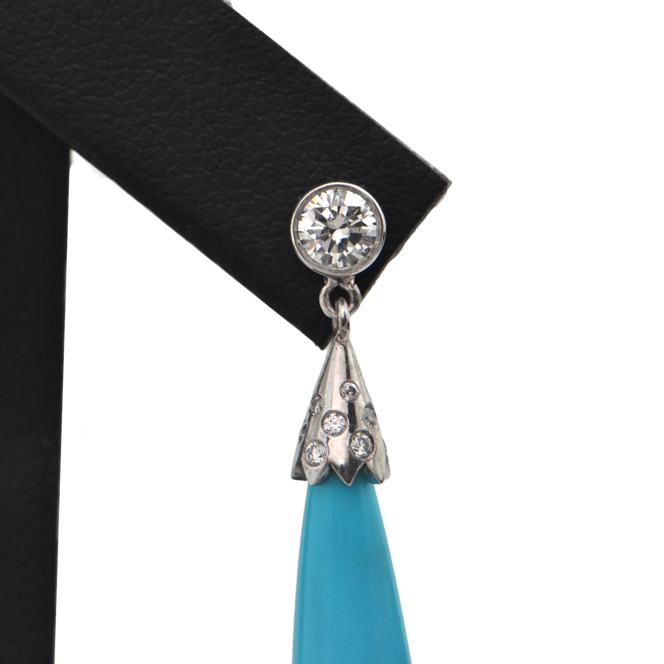Daisy Exclusive Turquoise and Diamond 18K White Gold Drop Earrings