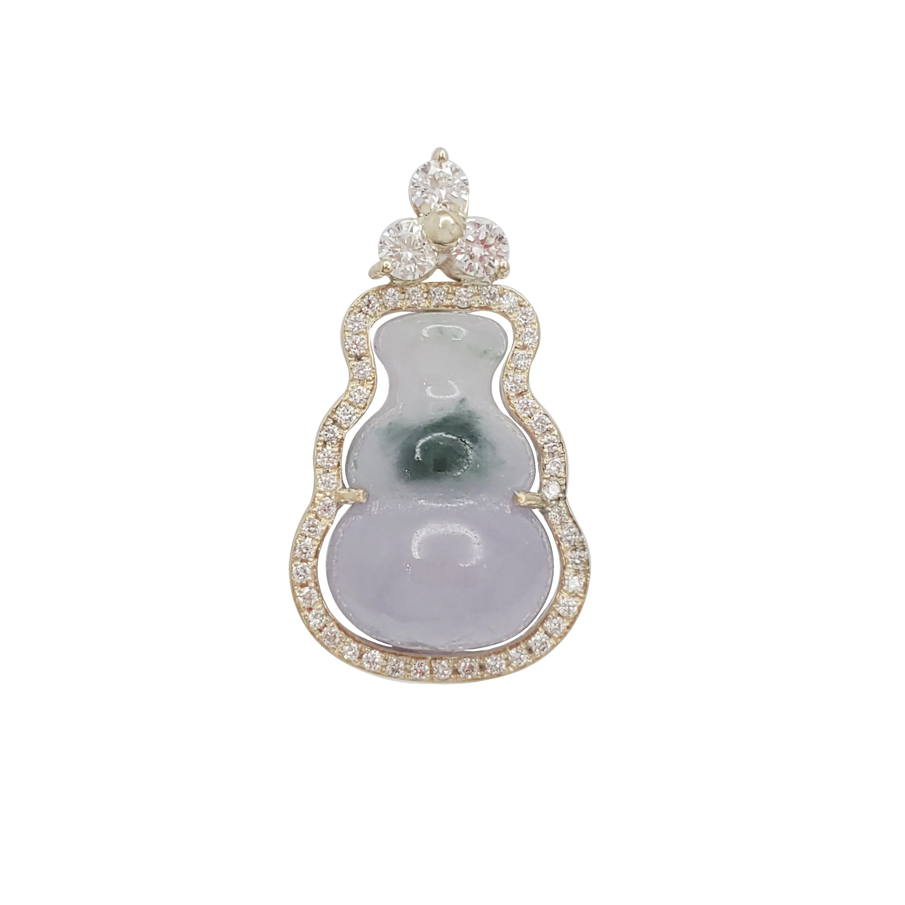 Diamond  Jade Gourd Pendant (14K)