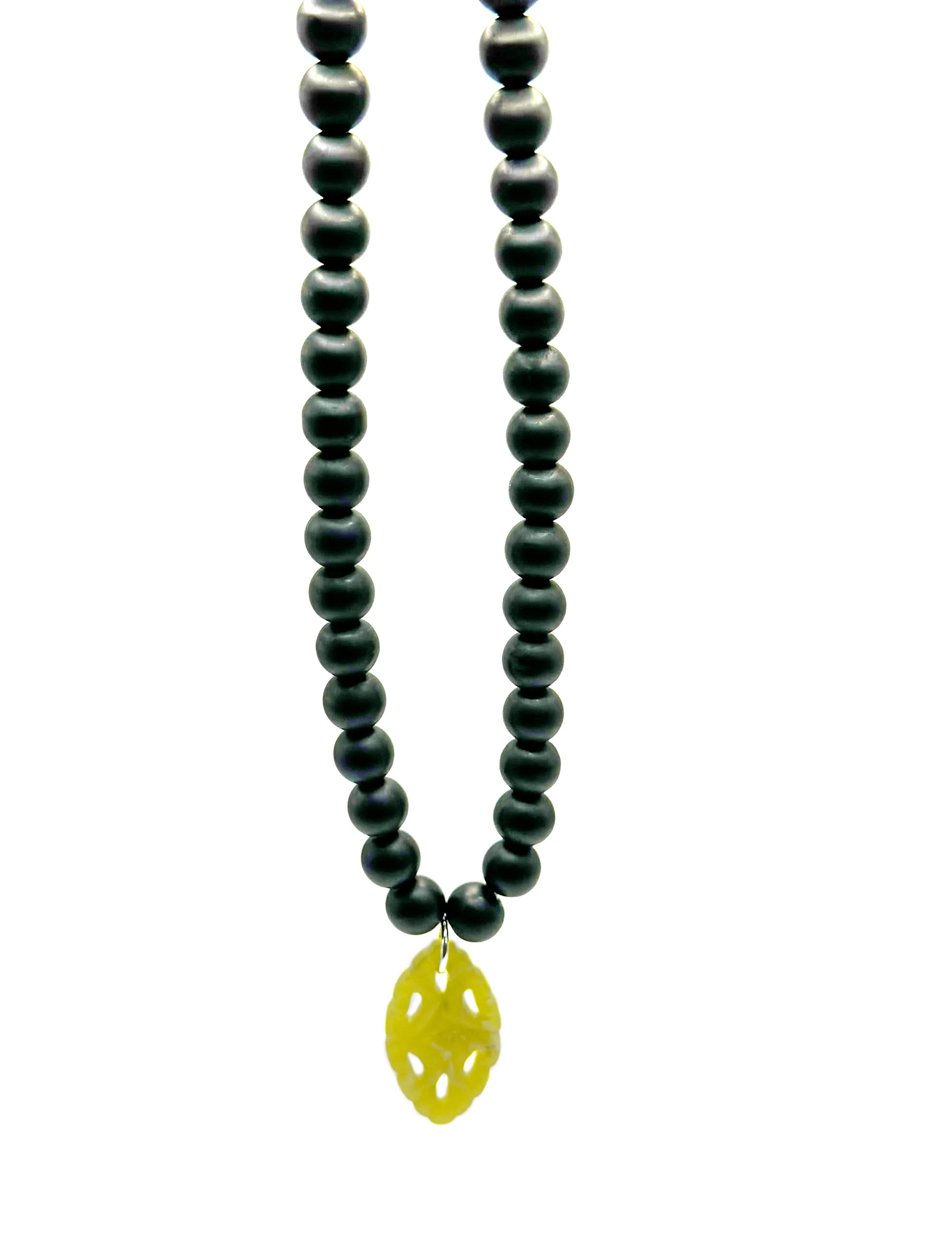 Embrace Necklace with Pendant - Matte Black Jade