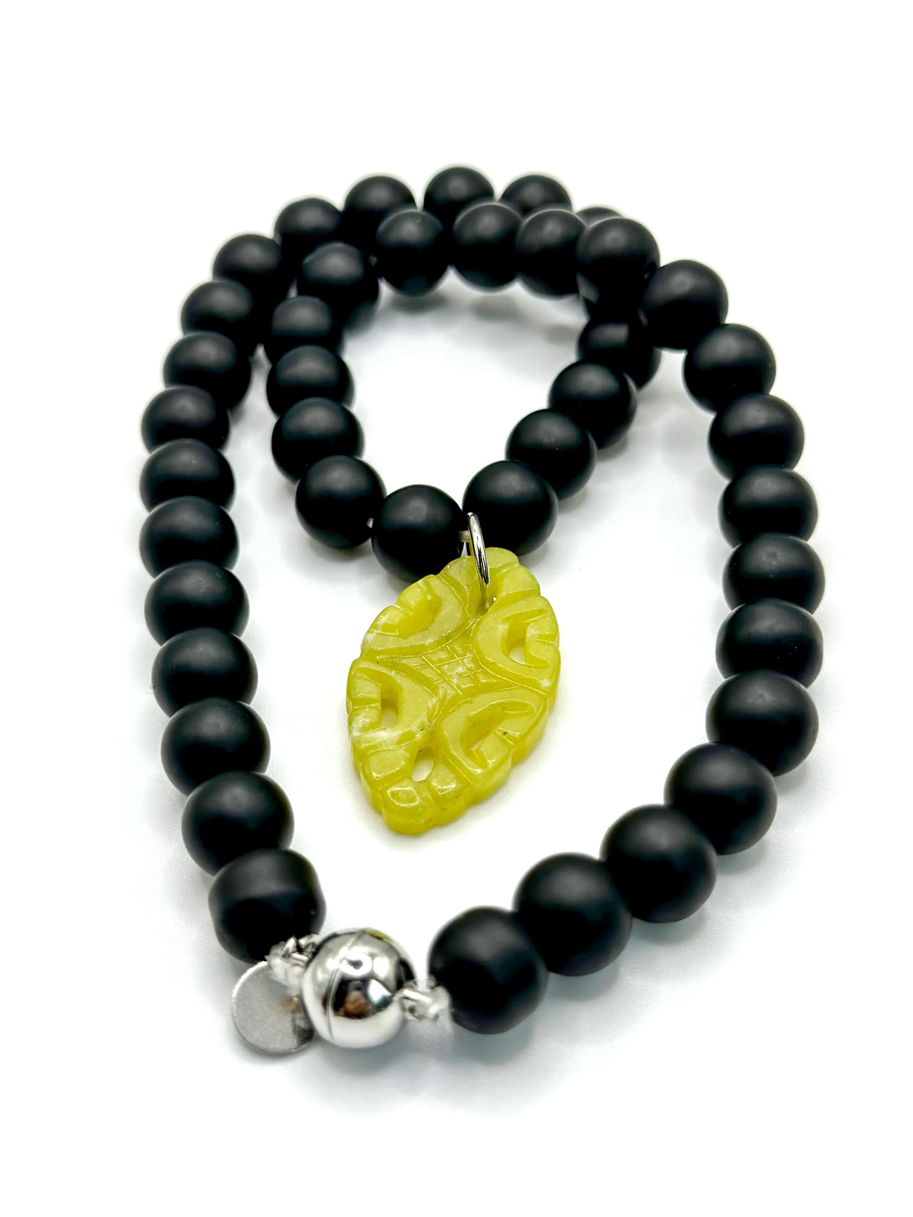 Embrace Necklace with Pendant - Matte Black Jade