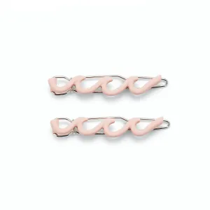 Enamel Wave Barrette - Salmon