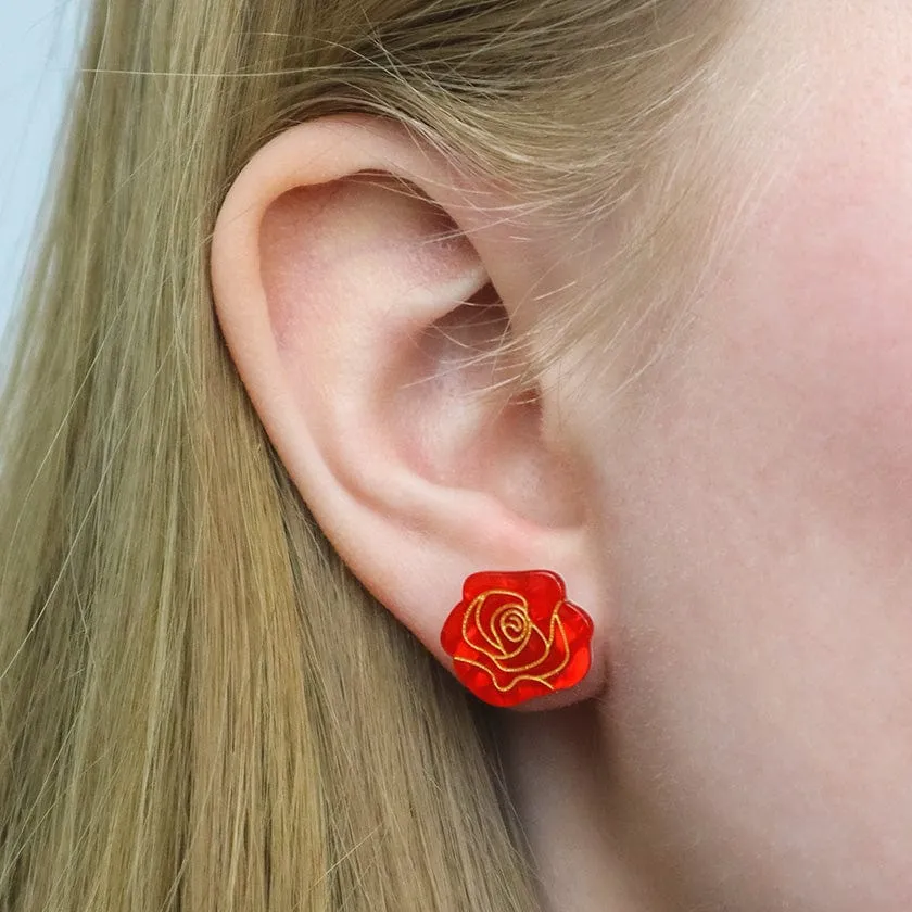 Erstwilder - Eternal Rose Stud Earrings - Red