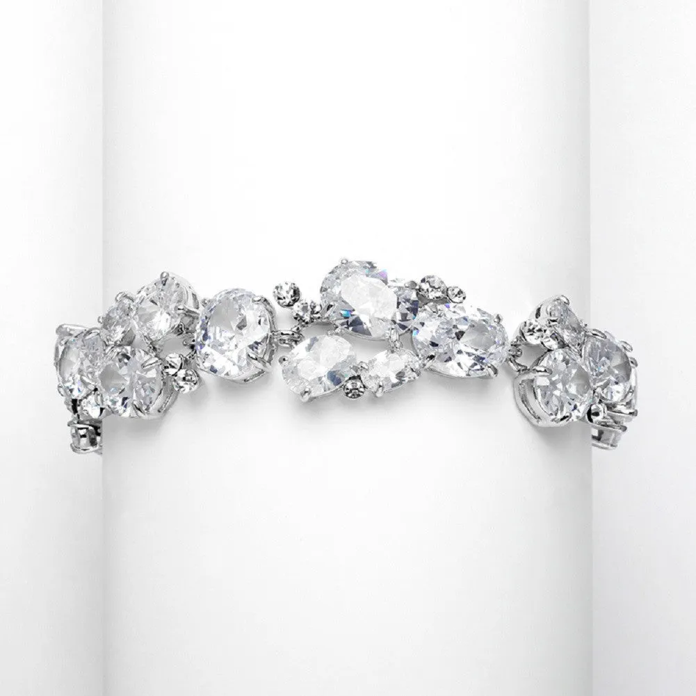 Exquisite Bridal or Evening Bracelet with Multi Cubic Zirconia Shapes