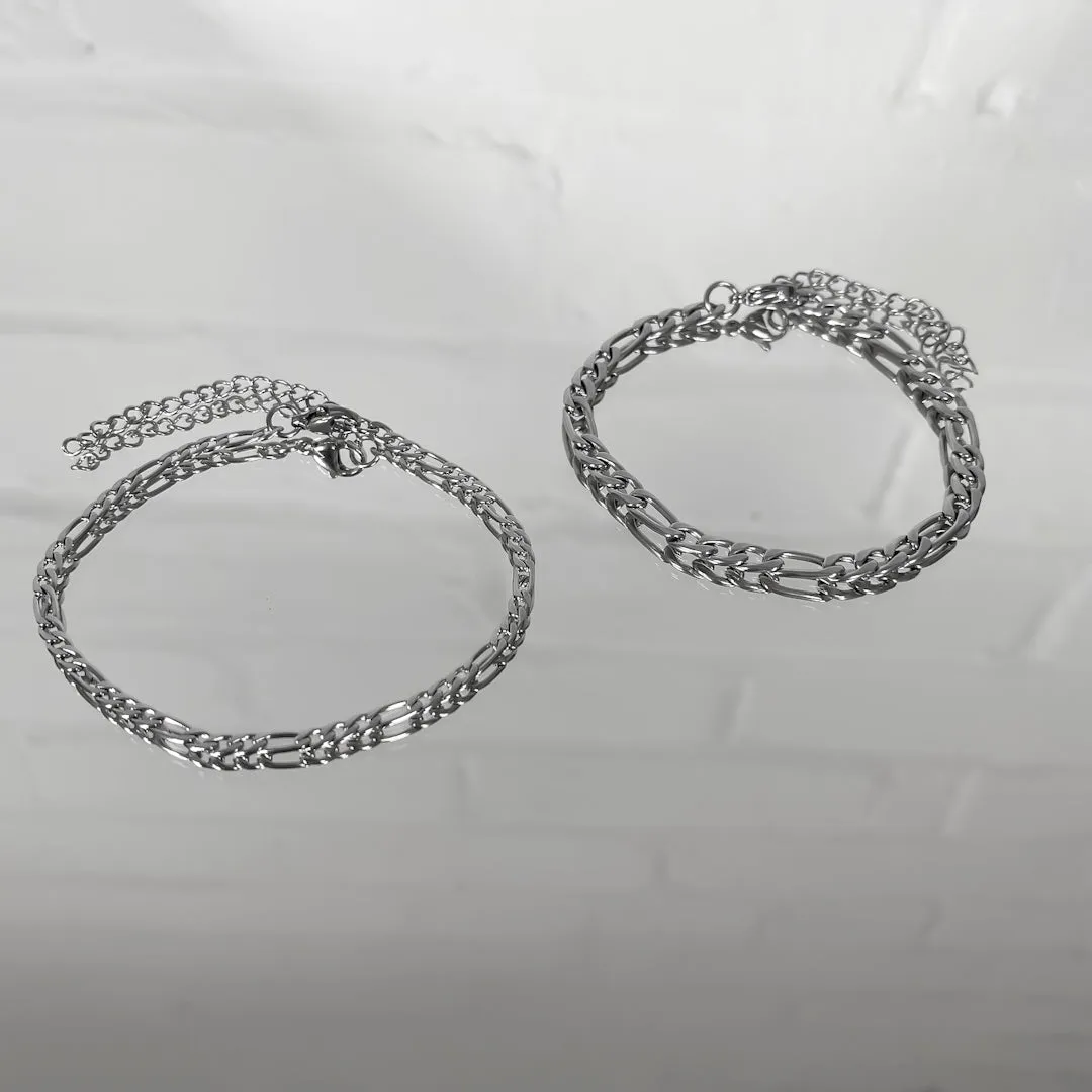 Figaro Chain Anklet Silver