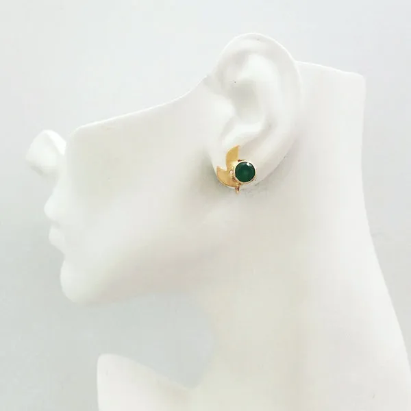 Gazebo Twinset Earrings with Green Agate, Red Jasper Carved Chickens & Blue Jade Drops
