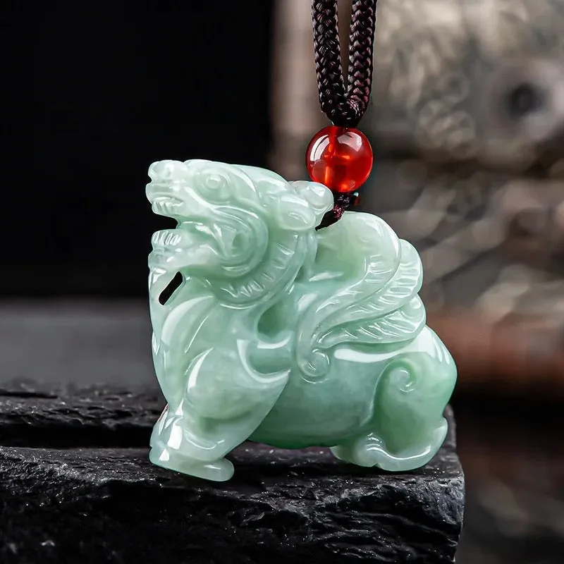 Genuine Myanmar Natural Hand Carved Jadeite Pendant Necklace