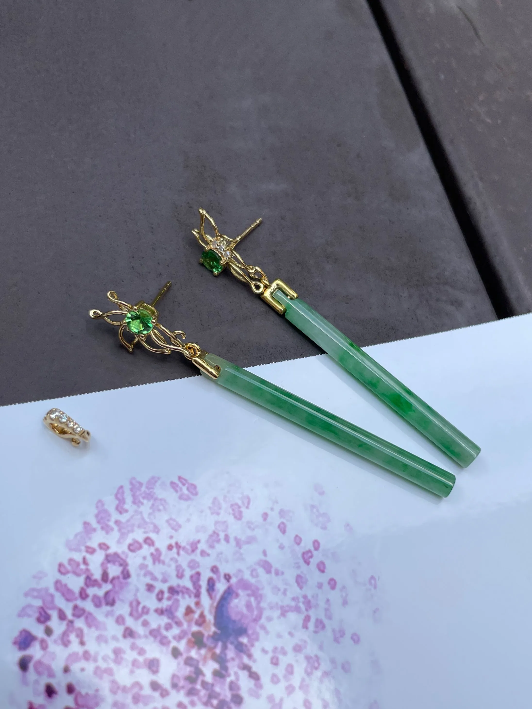 Green Jade Earrings / Pendant (NJE073)