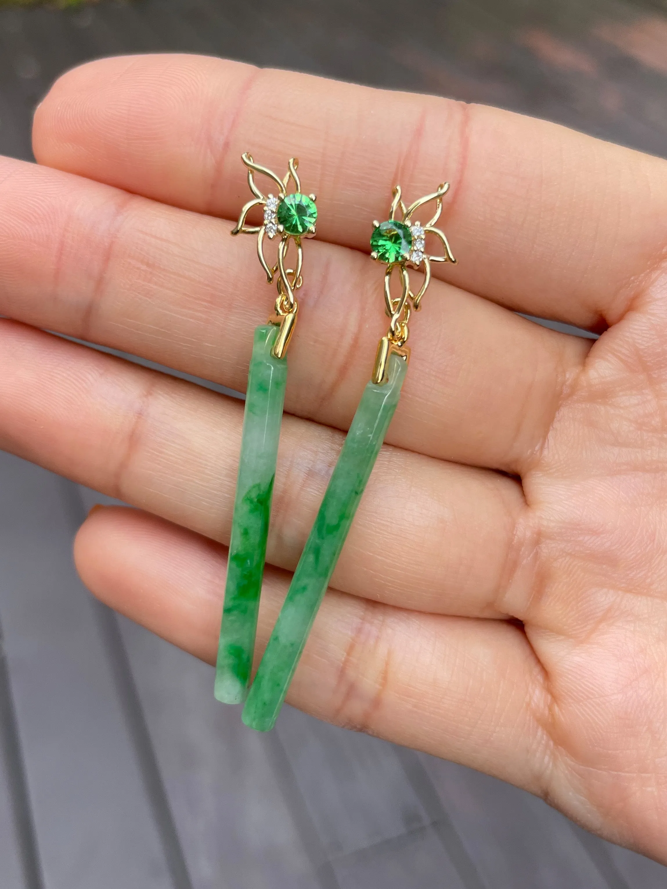 Green Jade Earrings / Pendant (NJE073)
