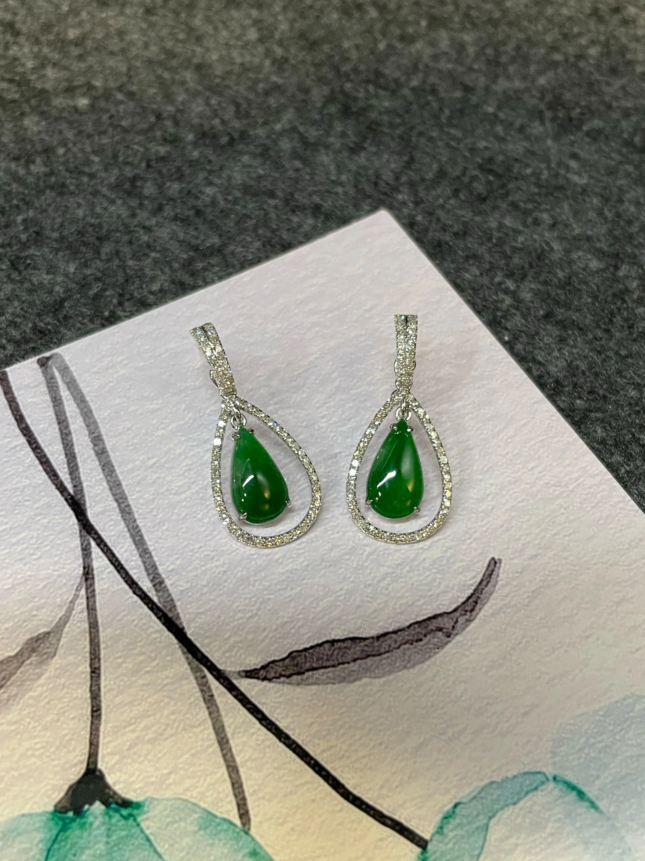 Green Jade Earrings / Pendant (NJE086)