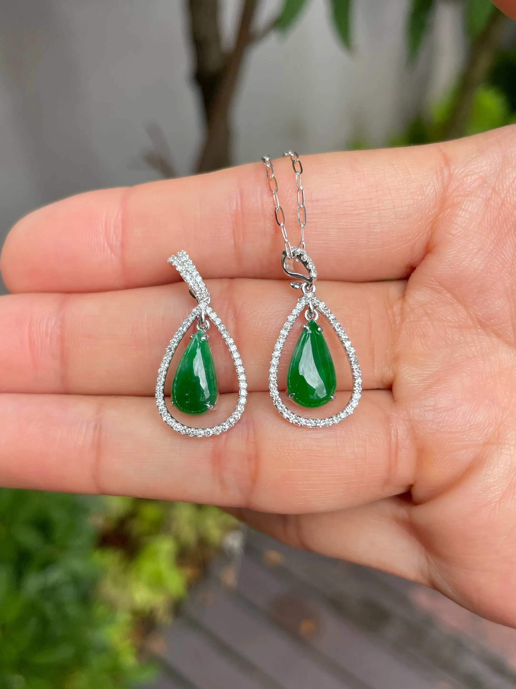 Green Jade Earrings / Pendant (NJE086)