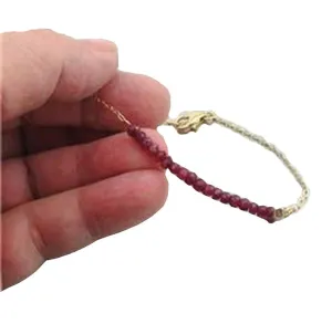 Hadar Designers Ruby Bracelet 14k Yellow Gold F Delicate Genuine Israeli Jewelry
