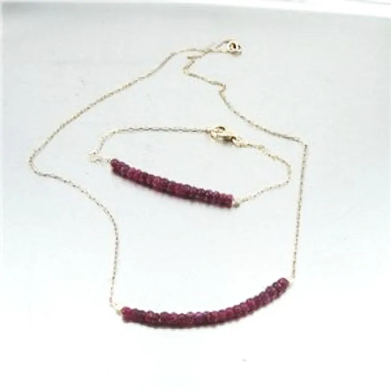 Hadar Designers Ruby Bracelet 14k Yellow Gold F Delicate Genuine Israeli Jewelry
