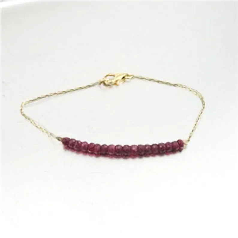 Hadar Designers Ruby Bracelet 14k Yellow Gold F Delicate Genuine Israeli Jewelry