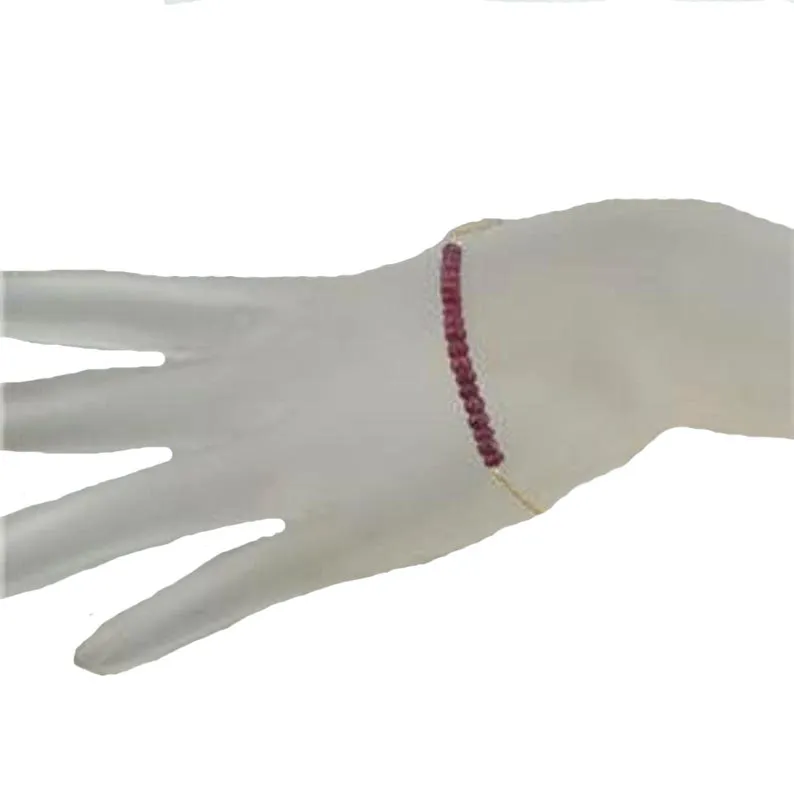 Hadar Designers Ruby Bracelet 14k Yellow Gold F Delicate Genuine Israeli Jewelry