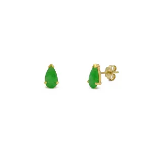 Jade Teardrop Stud Earrings (14K)