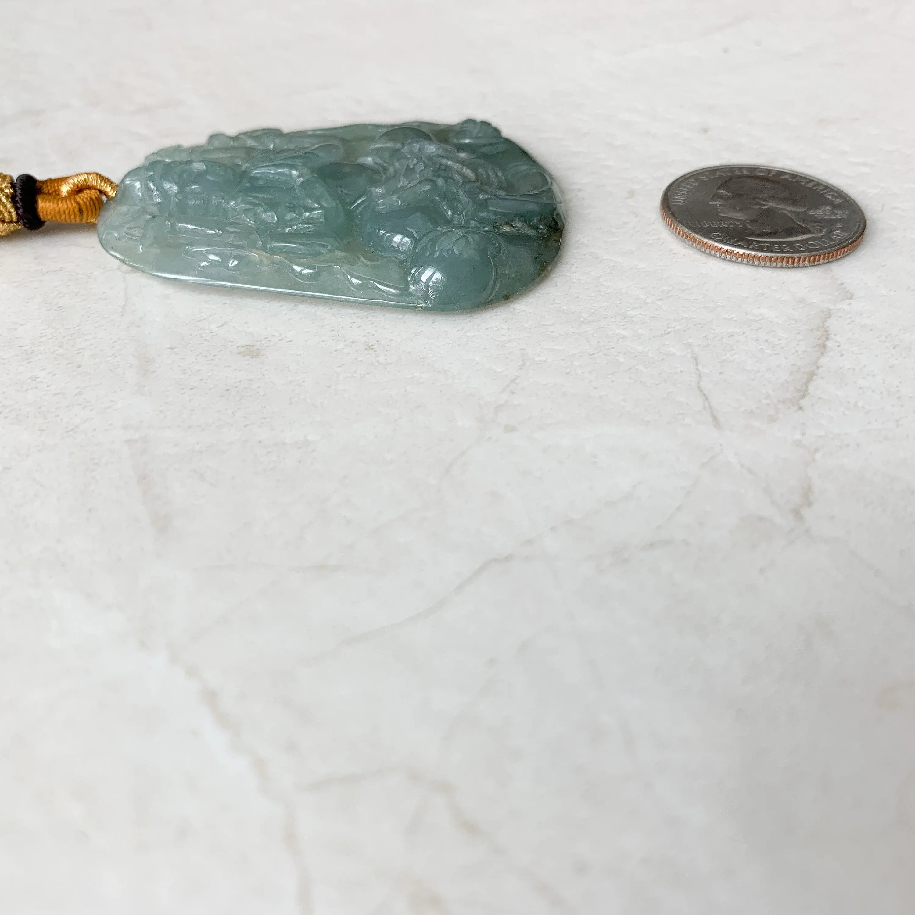 Jadeite Jade Guan Yin Avalokiteshvara Thousand Hands Carved Pendant Necklace,  YJ-0321-0420066