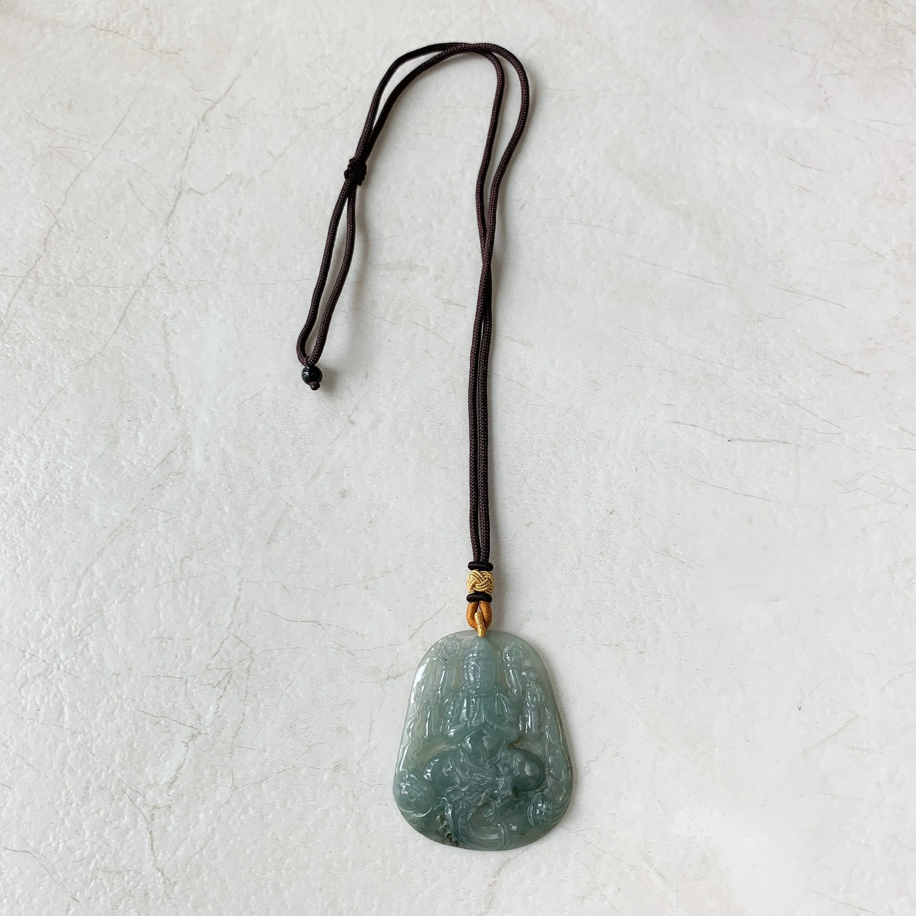 Jadeite Jade Guan Yin Avalokiteshvara Thousand Hands Carved Pendant Necklace,  YJ-0321-0420066