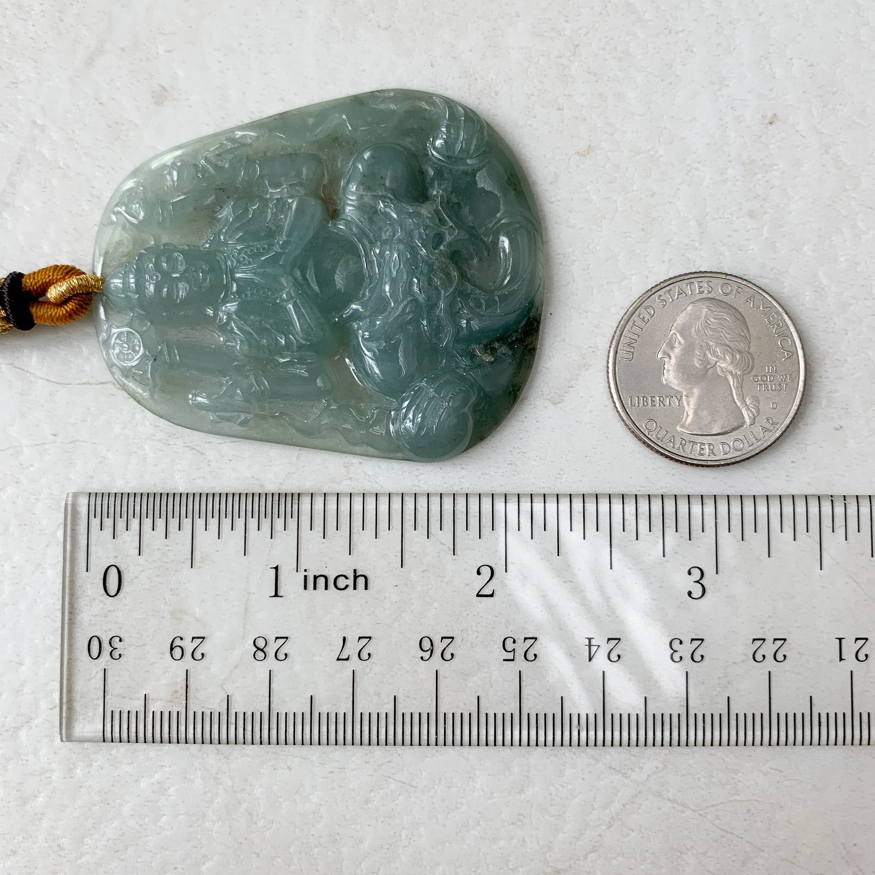 Jadeite Jade Guan Yin Avalokiteshvara Thousand Hands Carved Pendant Necklace,  YJ-0321-0420066