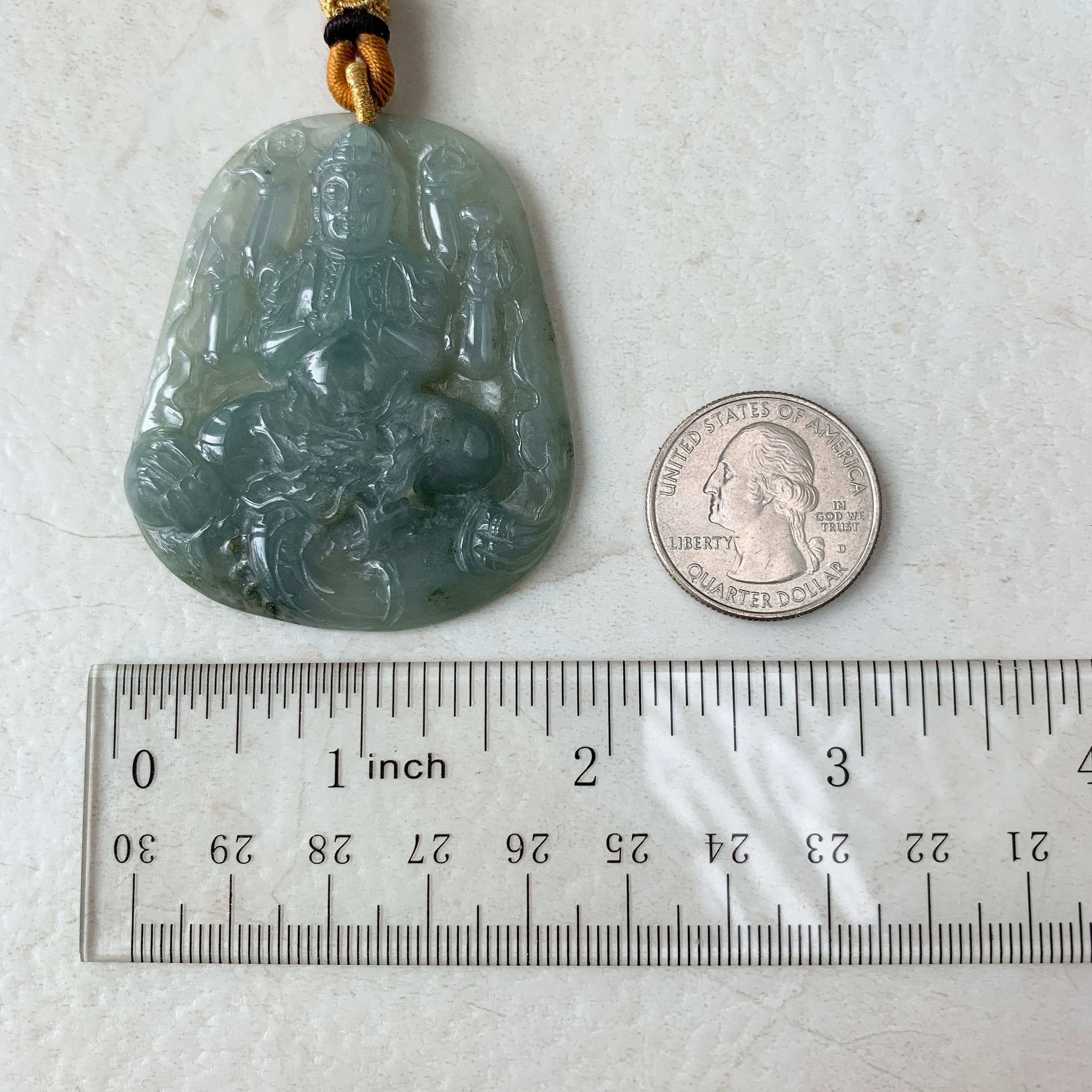 Jadeite Jade Guan Yin Avalokiteshvara Thousand Hands Carved Pendant Necklace,  YJ-0321-0420066