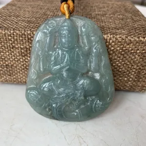 Jadeite Jade Guan Yin Avalokiteshvara Thousand Hands Carved Pendant Necklace,  YJ-0321-0420066